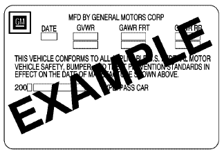 A vehicle specific Certification label, found on
