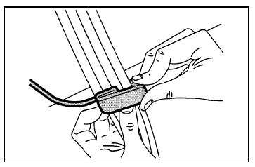 2. Place the guide over the belt and insert the two